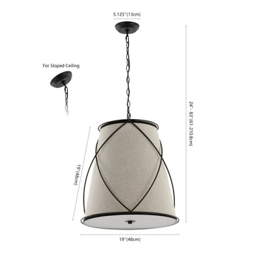 Milo 19" Rustic Farmhouse Iron LED Pendant - JONATHAN Y